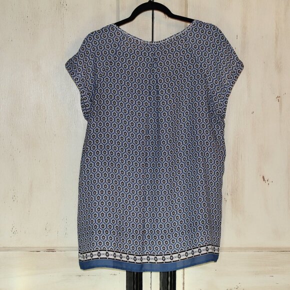 -Max Studio blue black and white short sleeve v-neck flowy style blouse XL - Picture 5 of 6